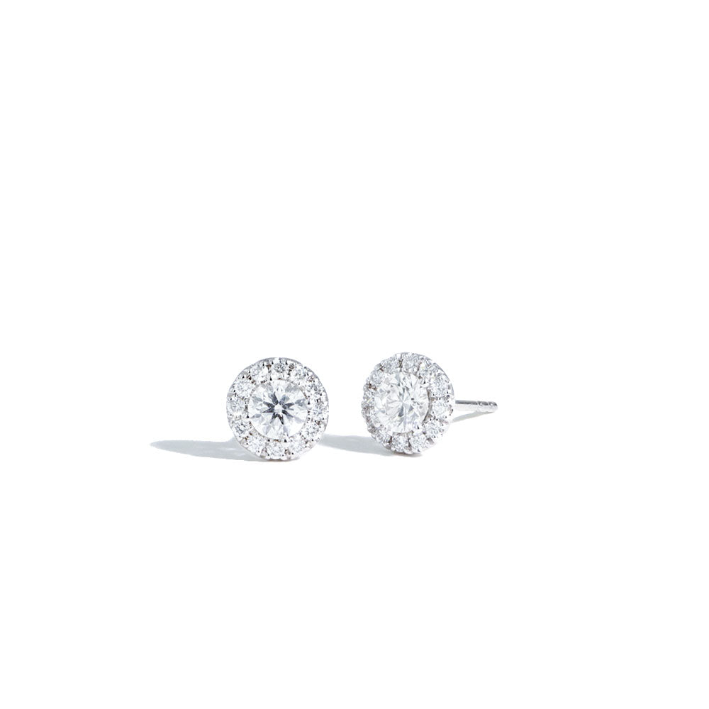 Private Label Diamond Halo Stud Earrings - 0.75 ctw