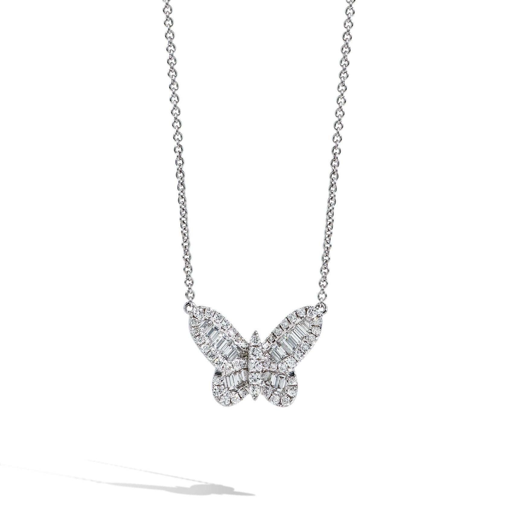 Baguette Diamond Butterfly Necklace