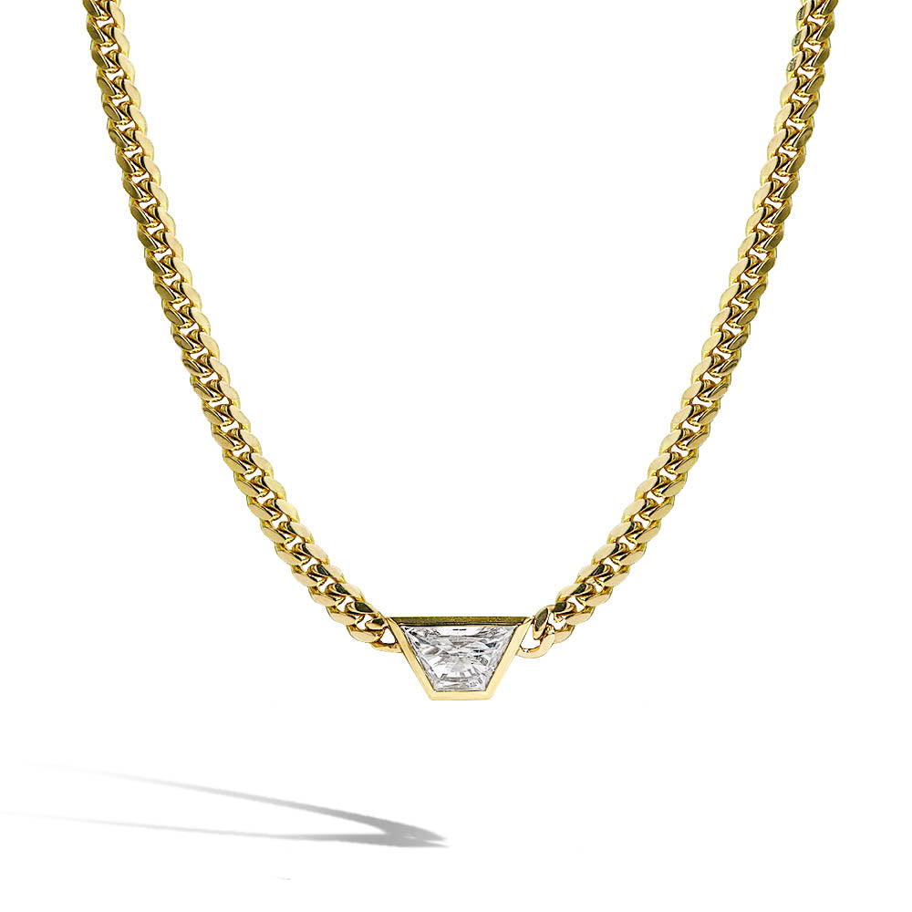 Trapezoid Diamond Bezel Cuban Link Necklace
