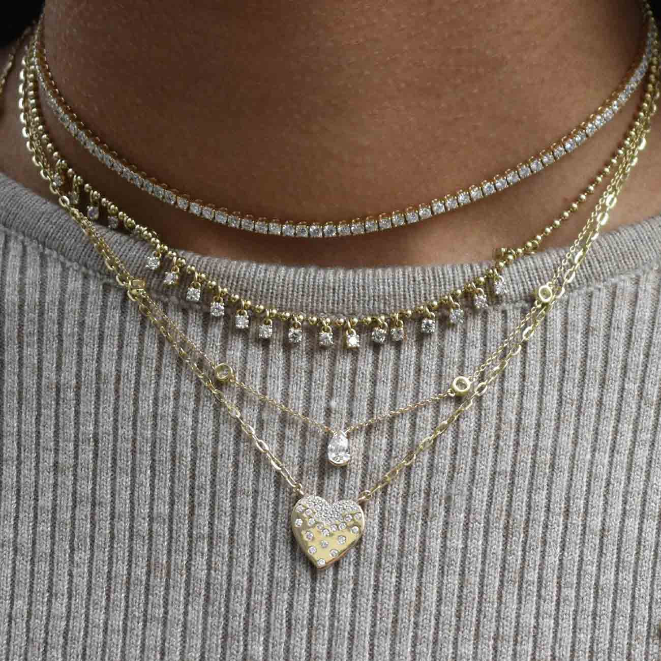 Sprinkle Diamond Heart Necklace