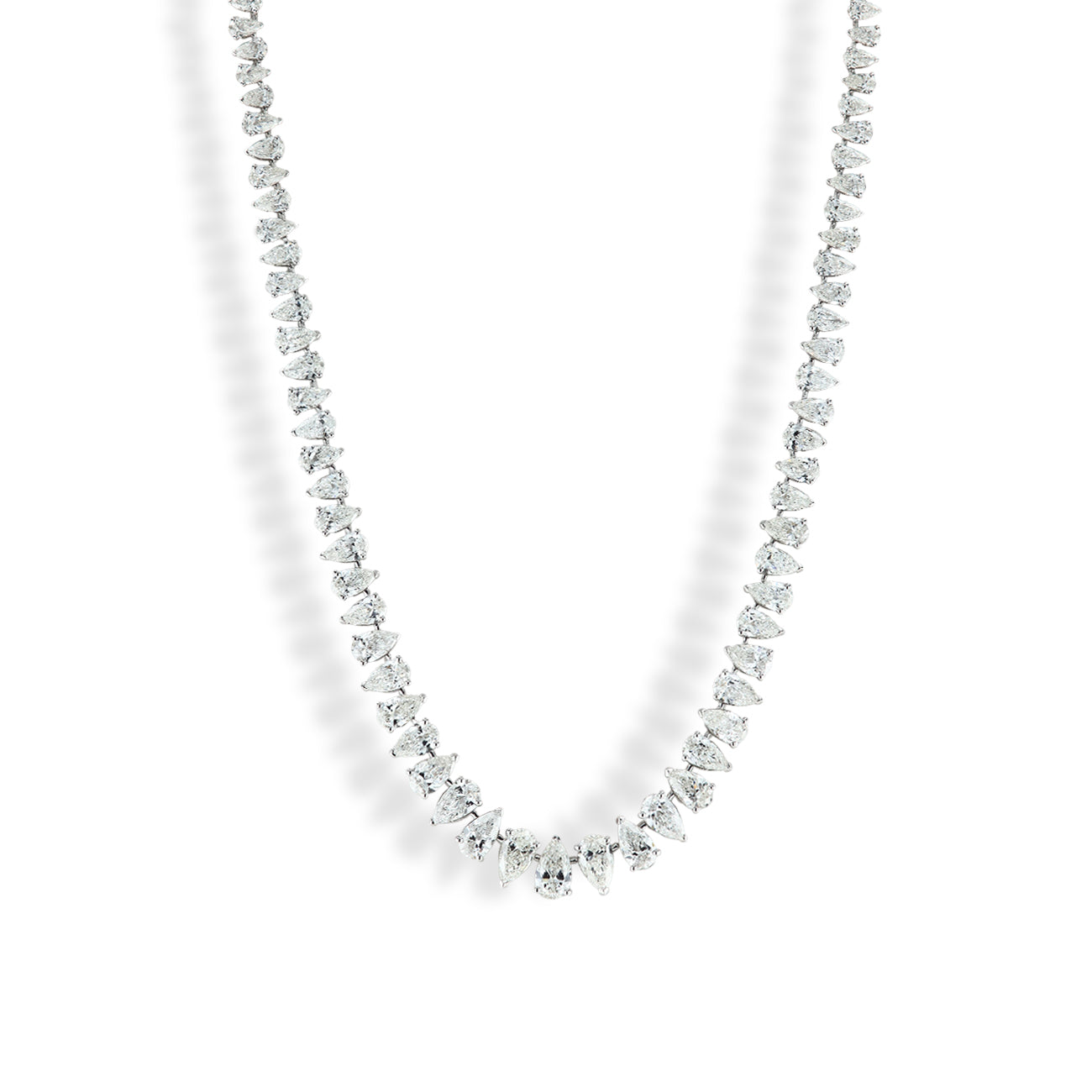 25 Carat Alternating Pear Diamond Tennis Necklace
