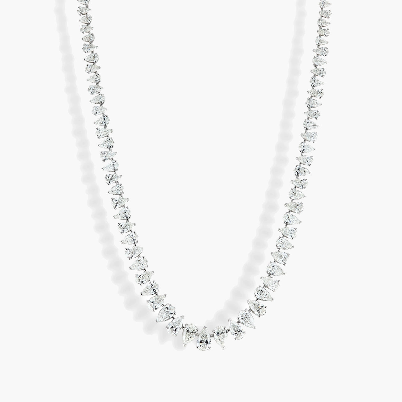 25 Carat Alternating Pear Diamond Tennis Necklace