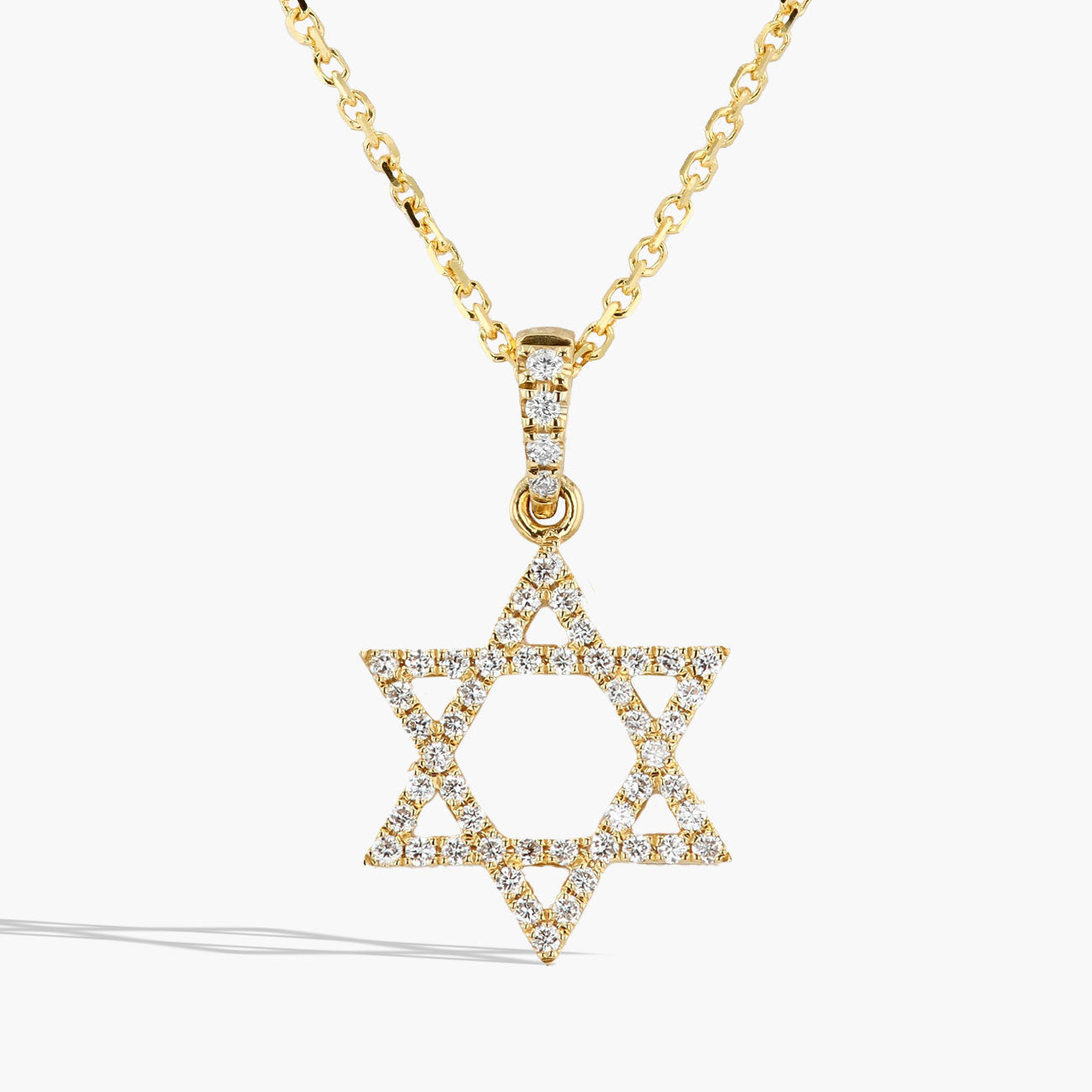 Yellow Gold Diamond Star of David Necklace - 0.25ctw
