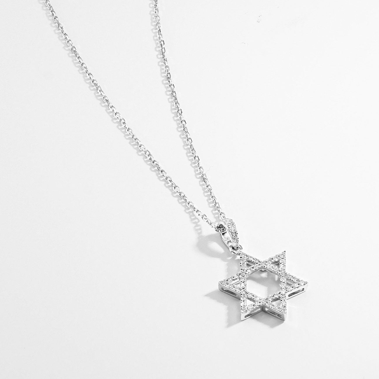 White Gold Diamond Star of David Necklace - 0.28ctw