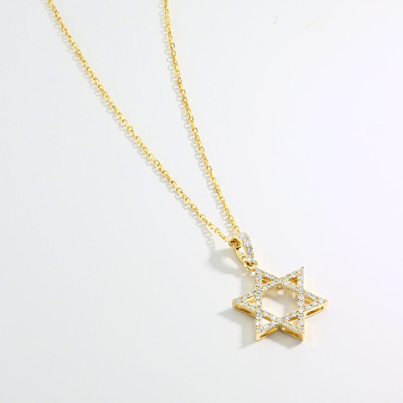 Yellow Gold Diamond Star of David Necklace - 0.25ctw