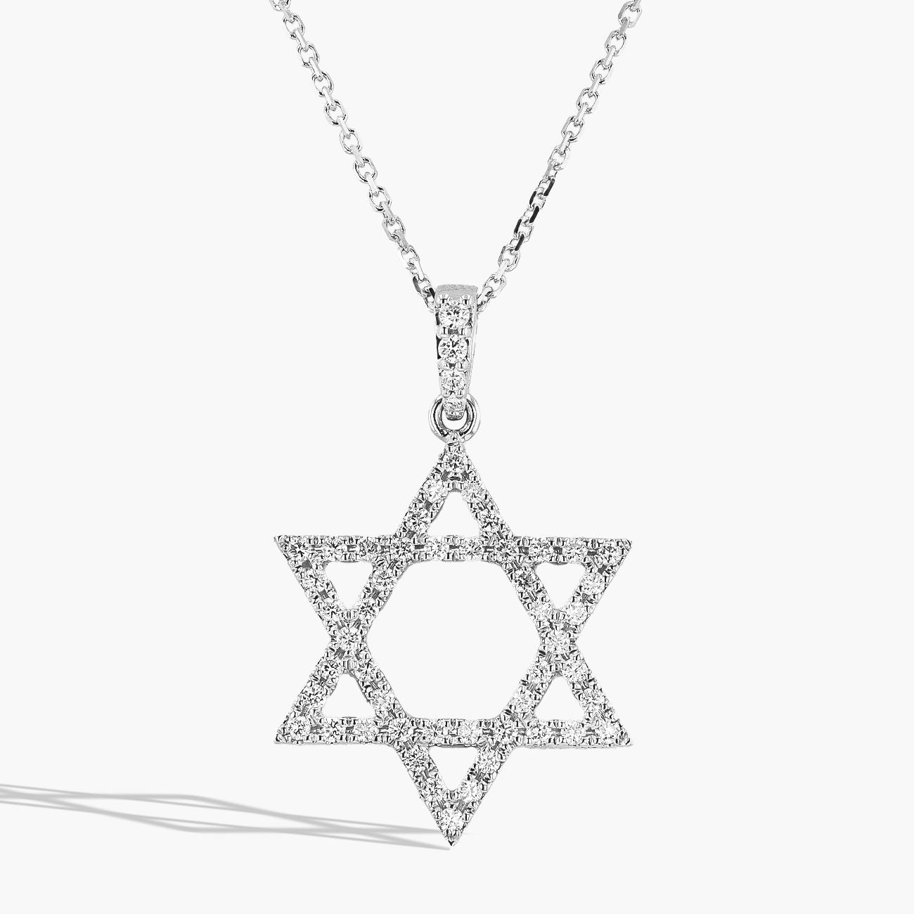 White Gold Diamond Star of David Necklace - 0.47ctw