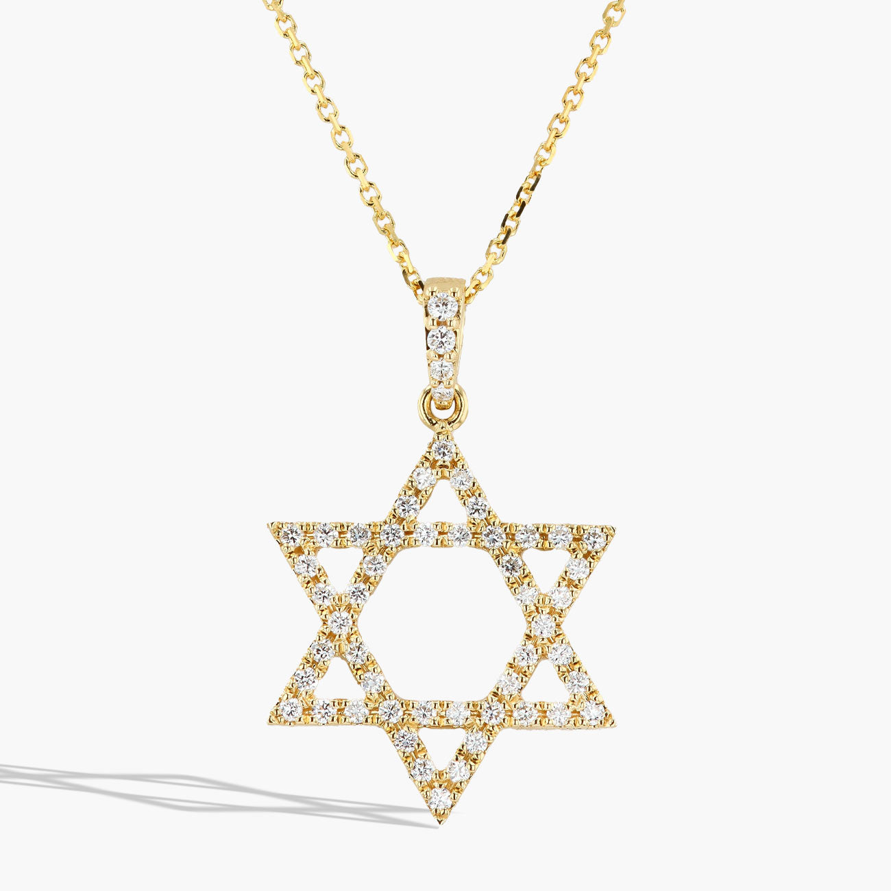 Yellow Gold Diamond Star of David Necklace - 0.45ctw