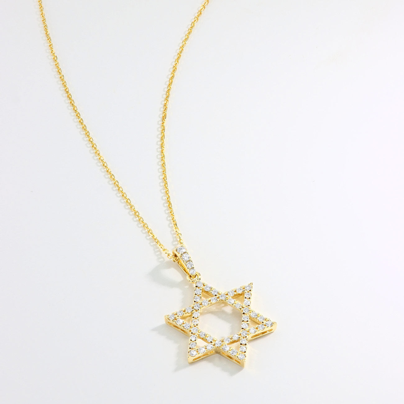 Yellow Gold Diamond Star of David Necklace - 0.45ctw