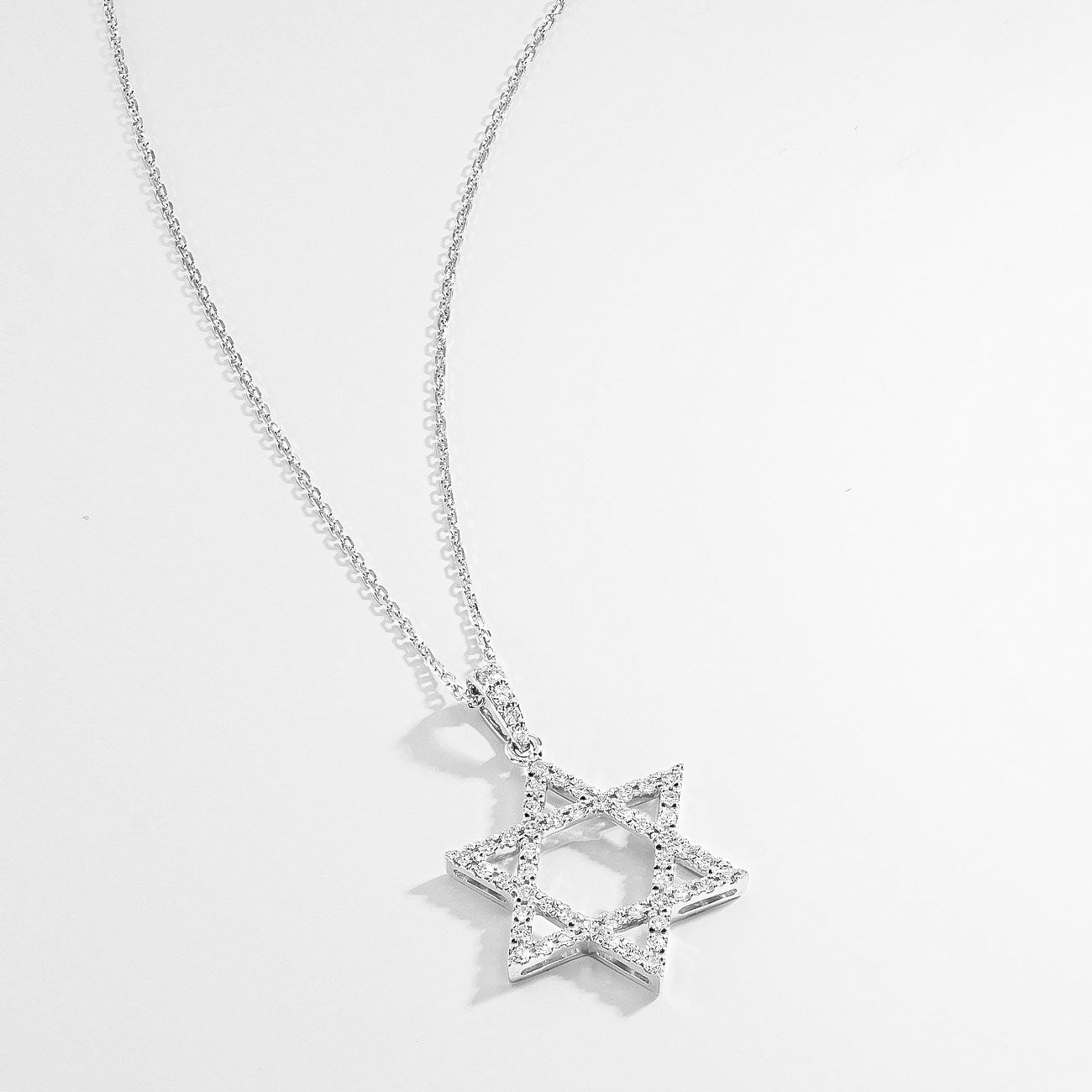 White Gold Diamond Star of David Necklace - 0.47ctw