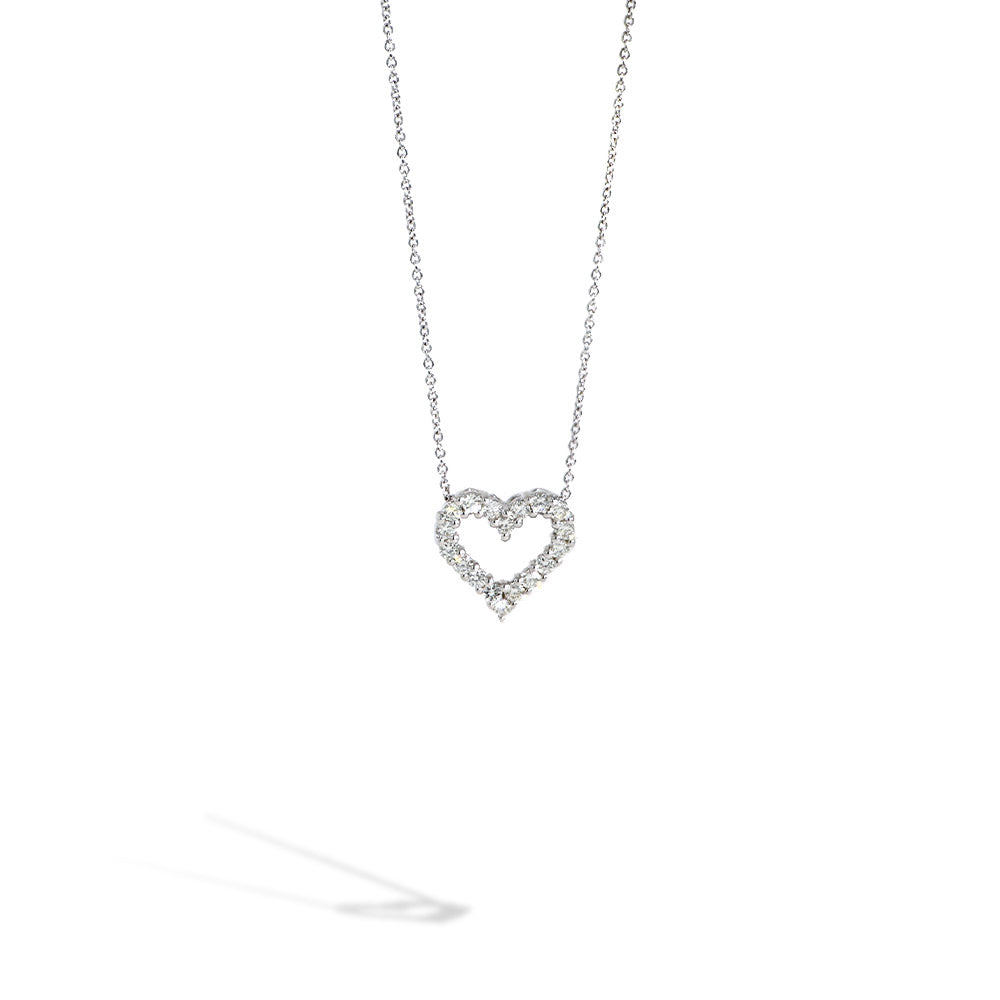 Mini Diamond Heart Pendant in White Gold