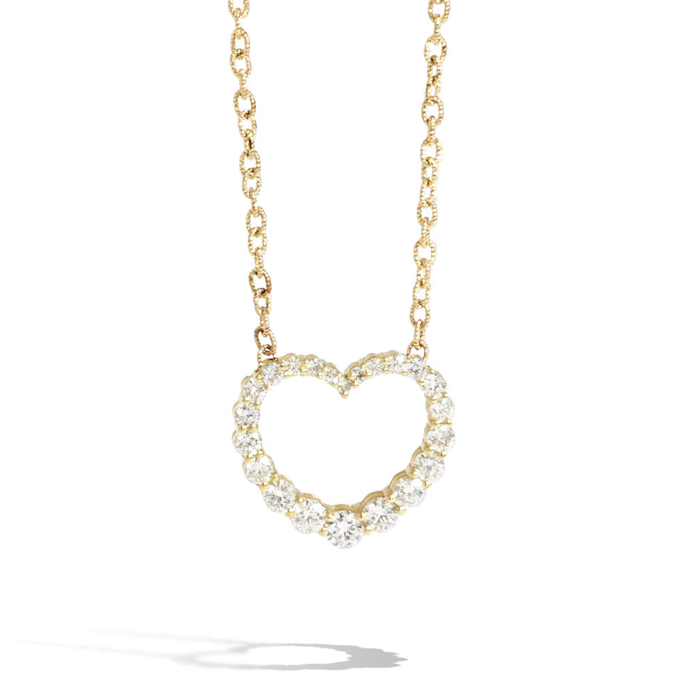 Diamond Open Heart Pendant in Yellow Gold