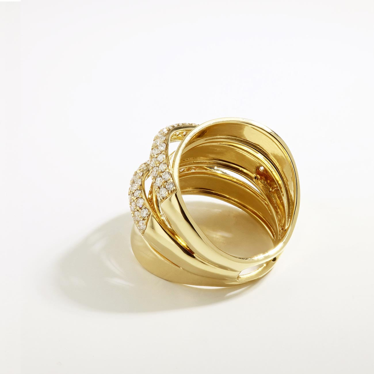 Private Label Wide Diamond Swirl Ring in 18K Yellow Gold