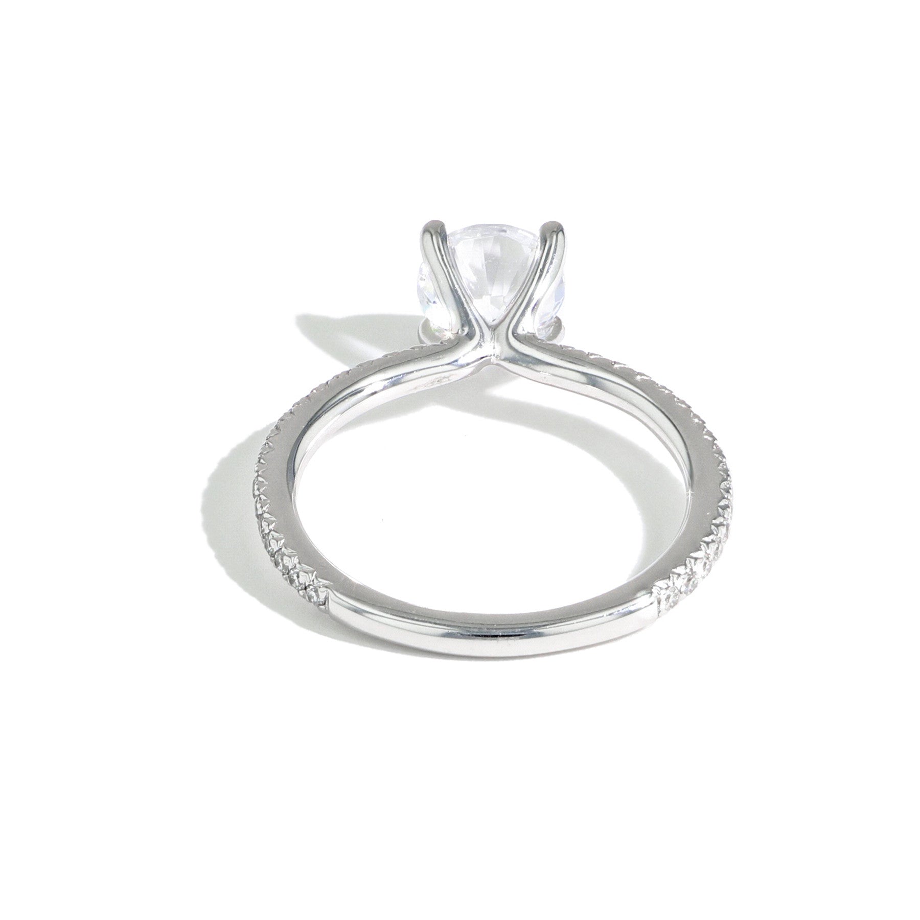 The Round Solitaire Pave Engagement Ring in Platinum