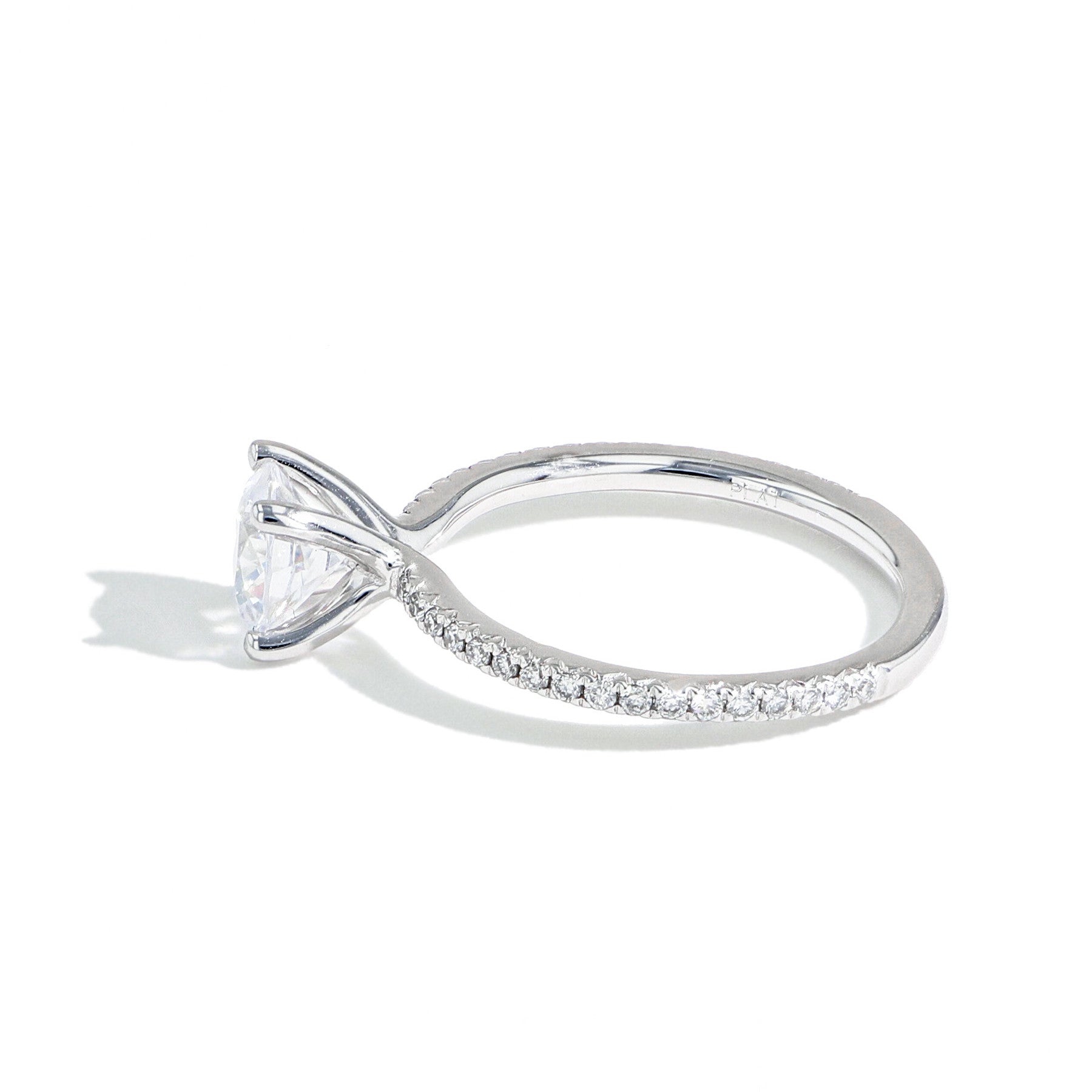 The Round Solitaire Pave Engagement Ring in Platinum