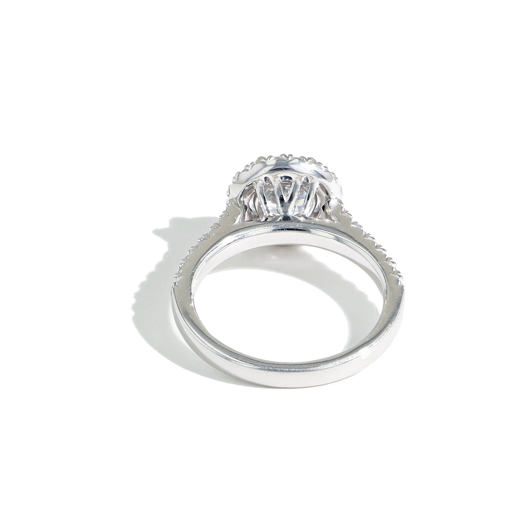 The Round Halo Pave Diamond Engagement Ring White Gold Setting