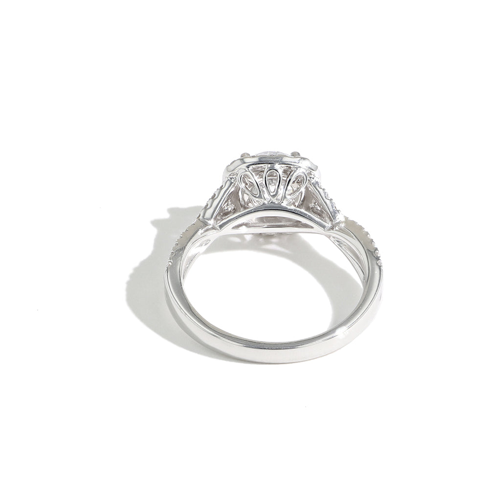 The Round Cushion Halo Twisted Engagement Ring Setting