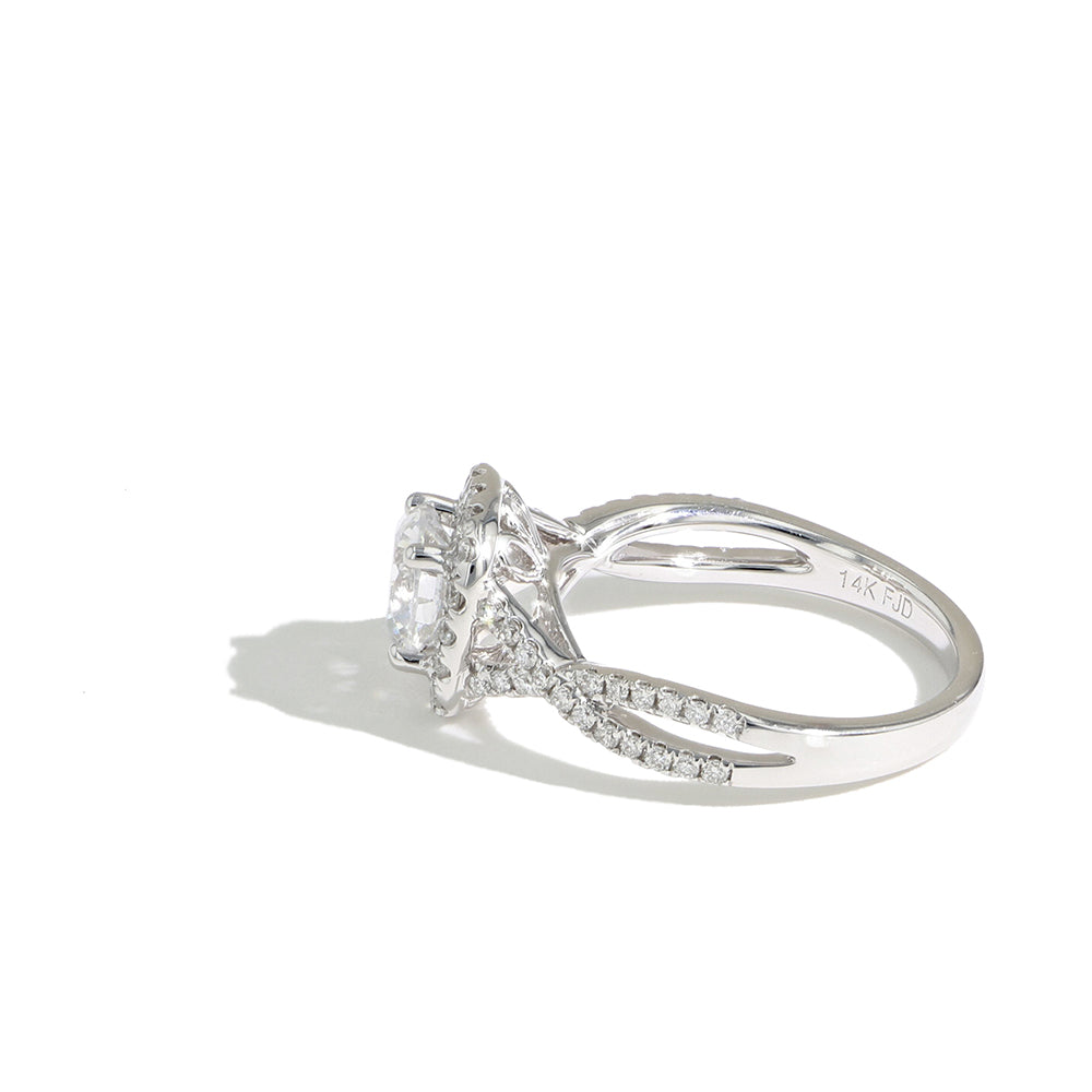 The Round Cushion Halo Twisted Engagement Ring Setting