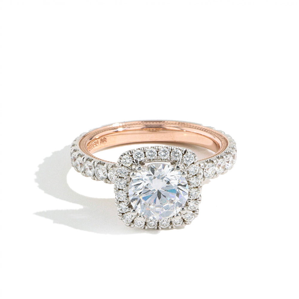 Verragio Tradition Cushion Halo Pave Two Tone Diamond Engagement Ring Setting