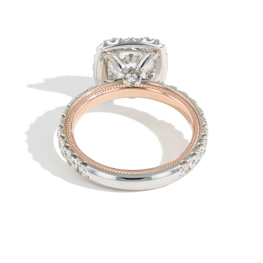 Verragio Tradition Cushion Halo Pave Two Tone Diamond Engagement Ring Setting