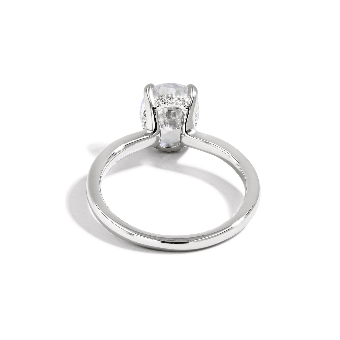 Oval Hidden Halo Engagement Ring Setting in 14K White Gold