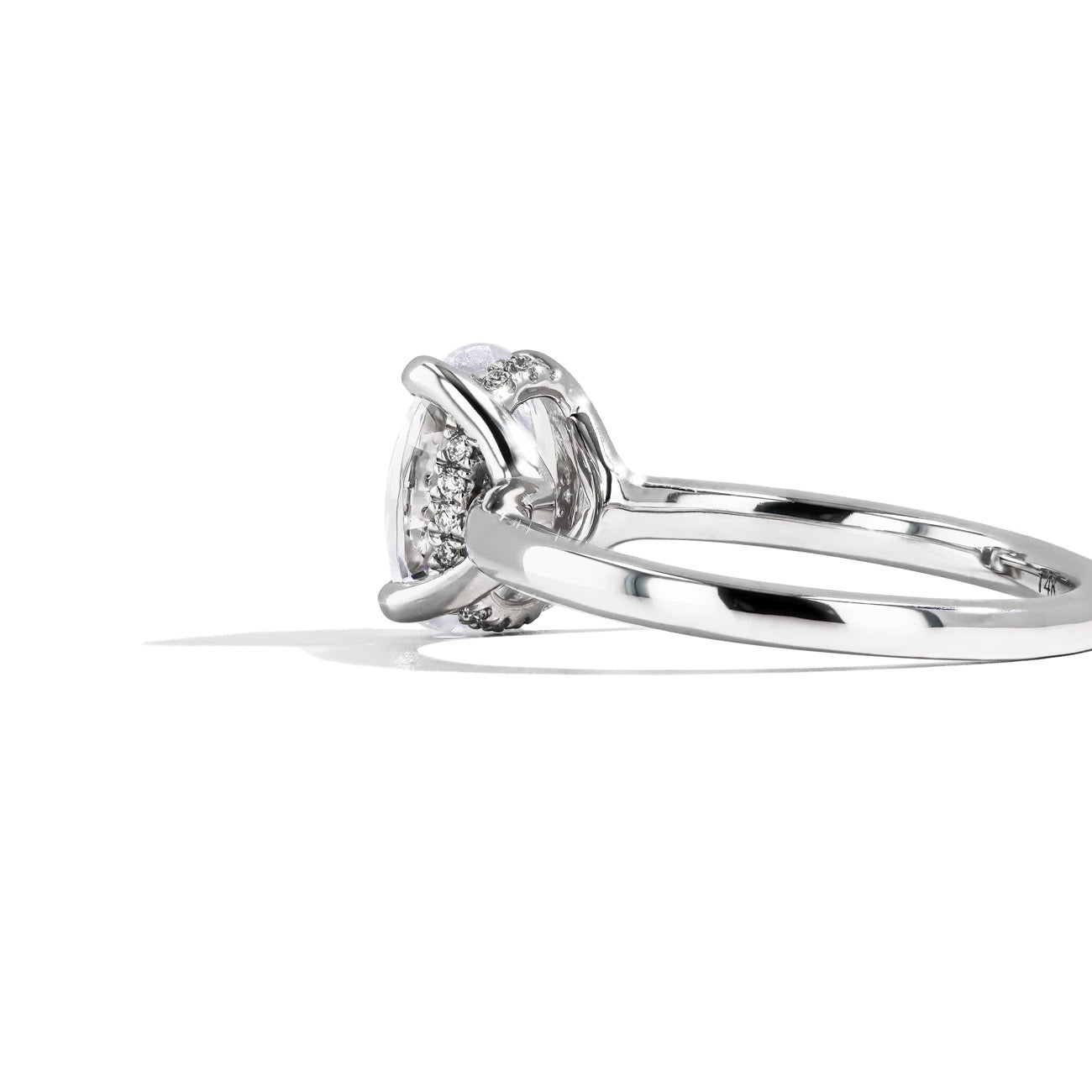Oval Hidden Halo Engagement Ring Setting in 14K White Gold