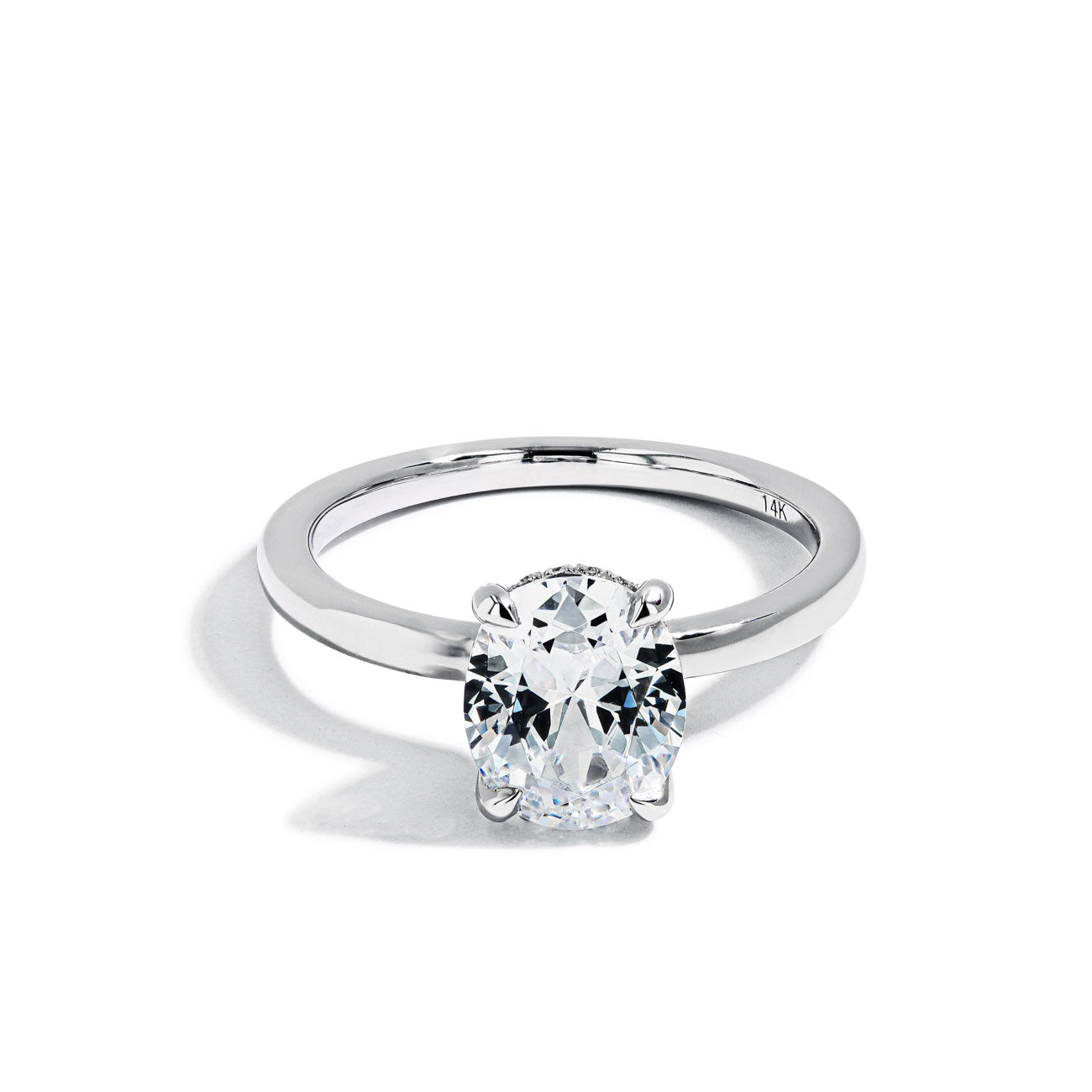 Oval Hidden Halo Engagement Ring Setting in 14K White Gold