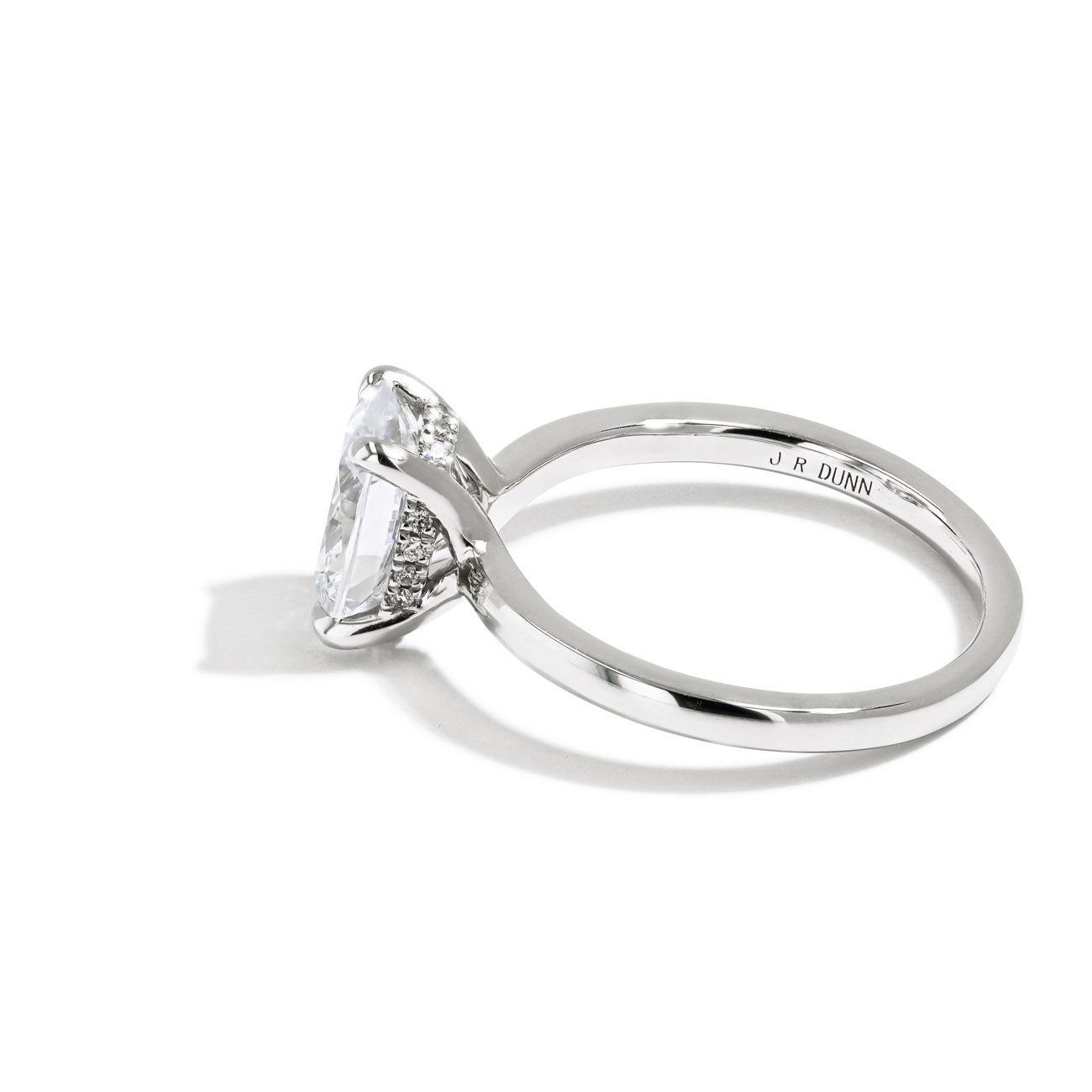 Oval Hidden Halo Engagement Ring Setting in 14K White Gold