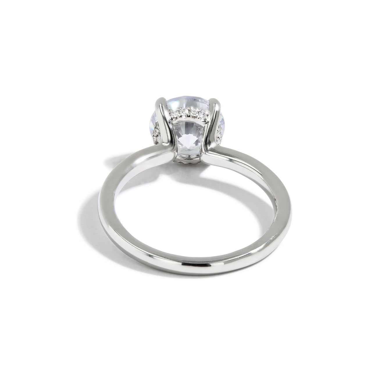 Round Hidden Halo Engagement Ring Setting in 14K Yellow Gold