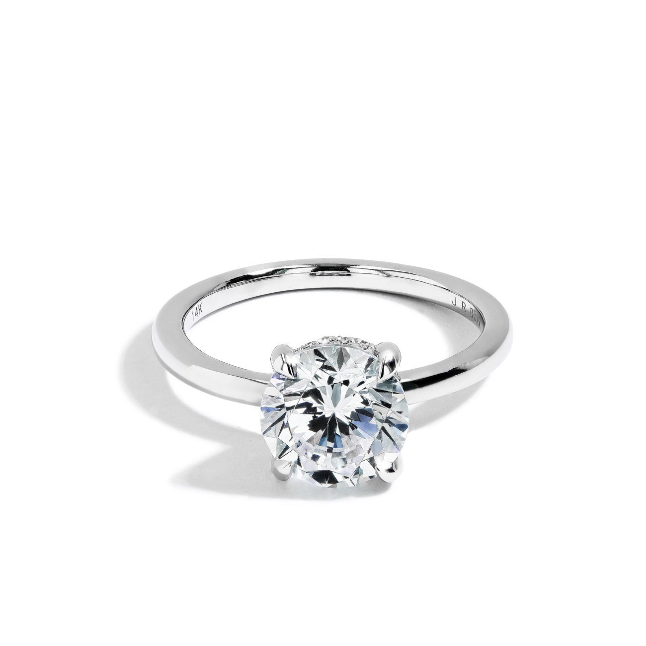 Round Hidden Halo Engagement Ring Setting in 14K White Gold
