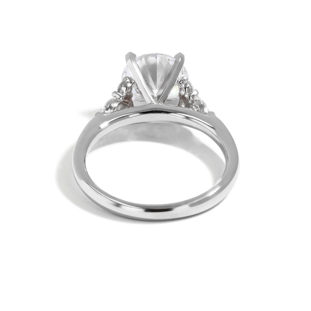 Round Side Stone Diamond Engagement Ring Setting in 14K Yellow Gold