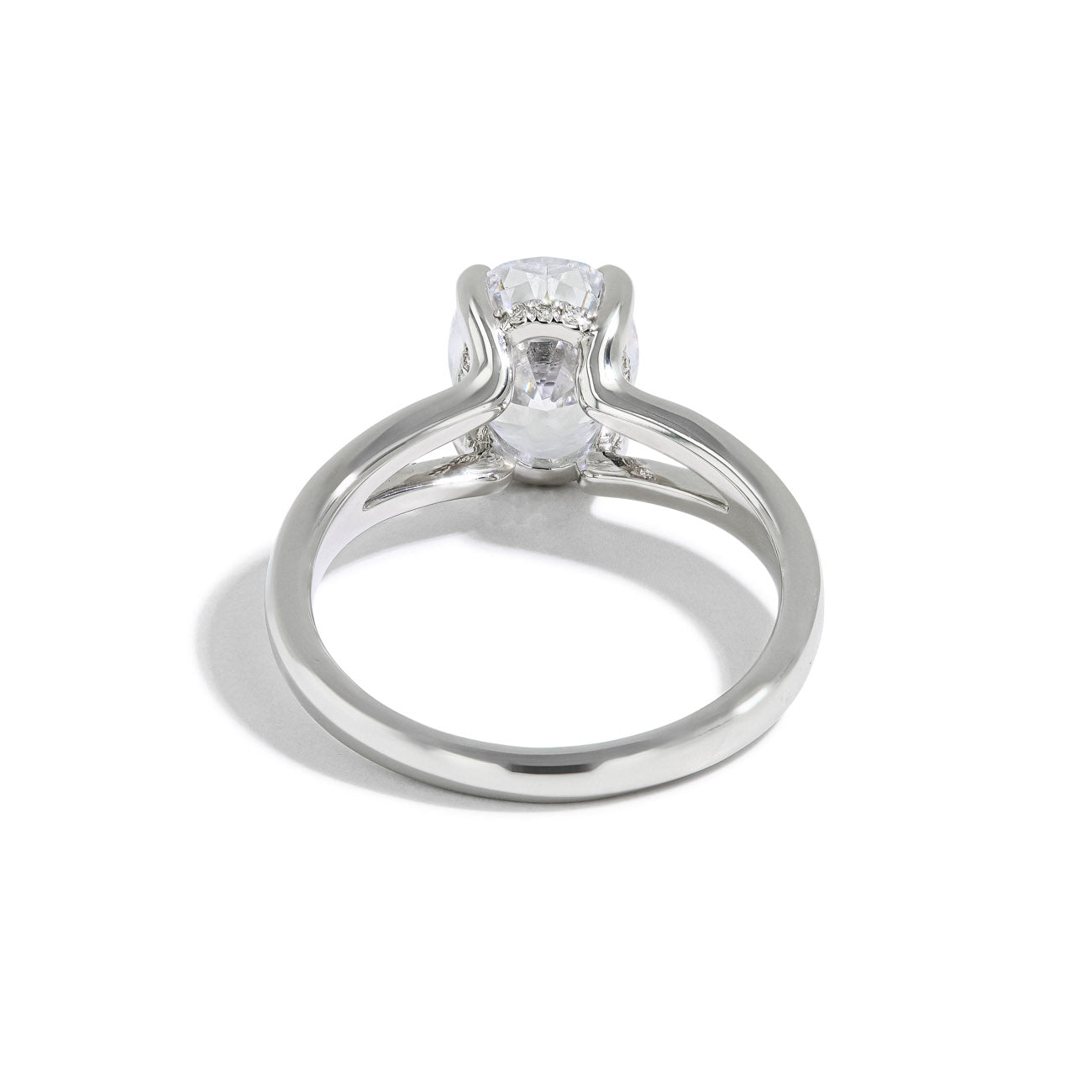 Oval Hidden Halo Split Shank Engagement Ring Setting in 14K White Gold