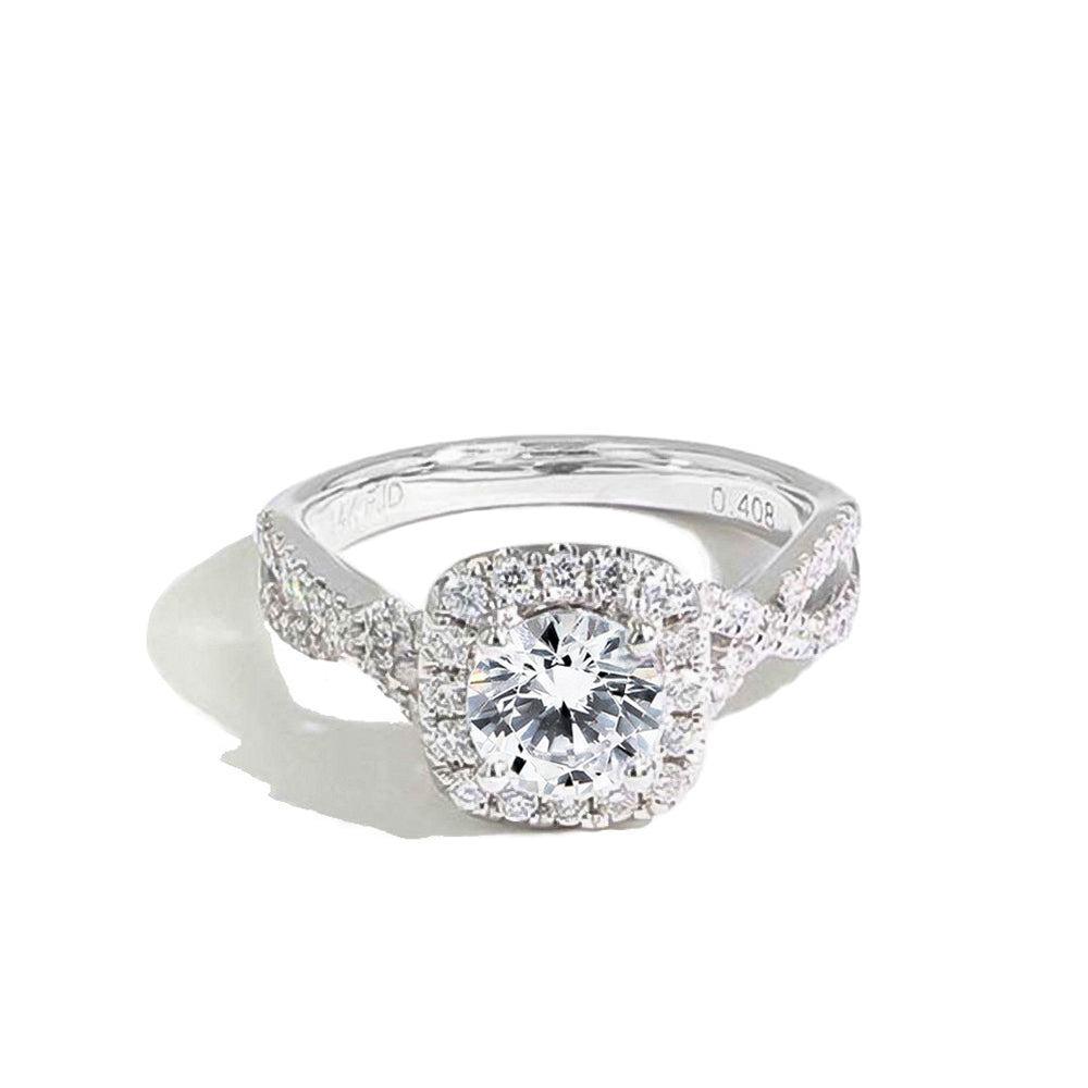 The Round Cushion Halo Twisted Engagement Ring Setting