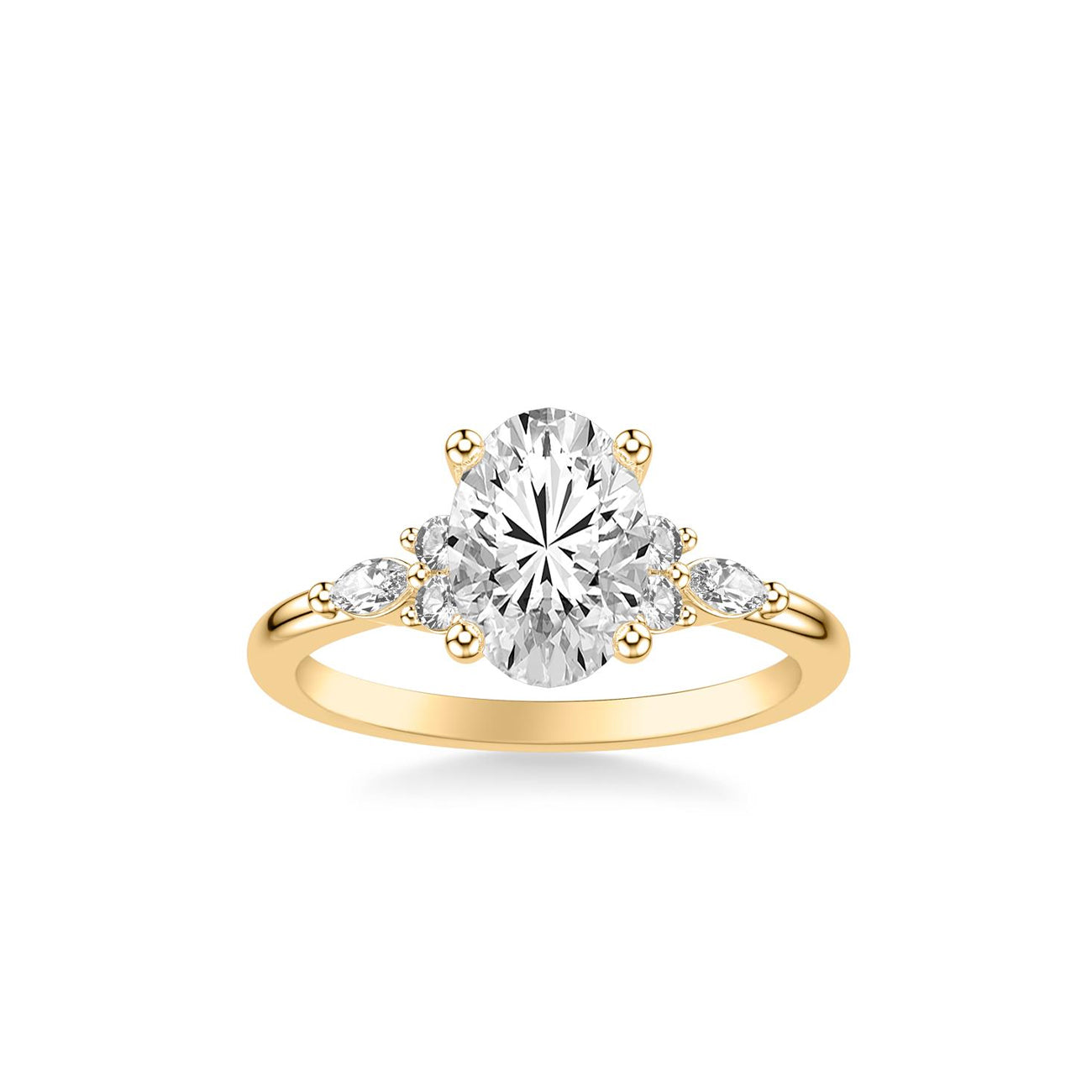 Oval Diamond Cluster Engagement Ring Setting