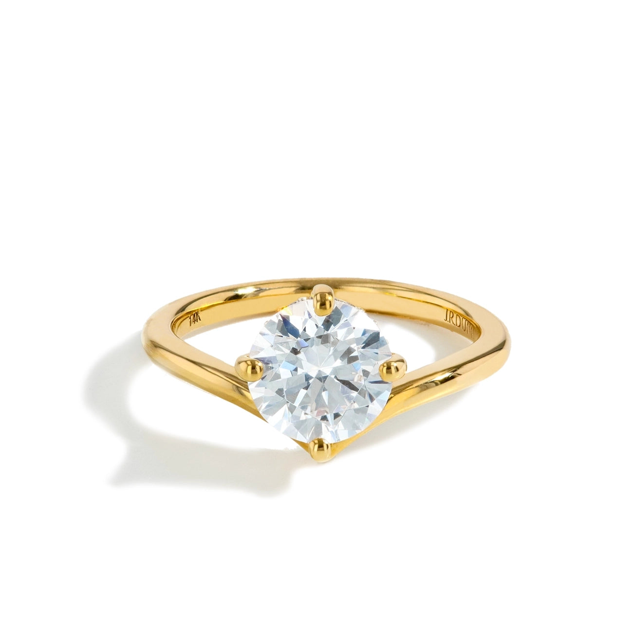 Round Hidden Halo Curved Engagement Ring Setting