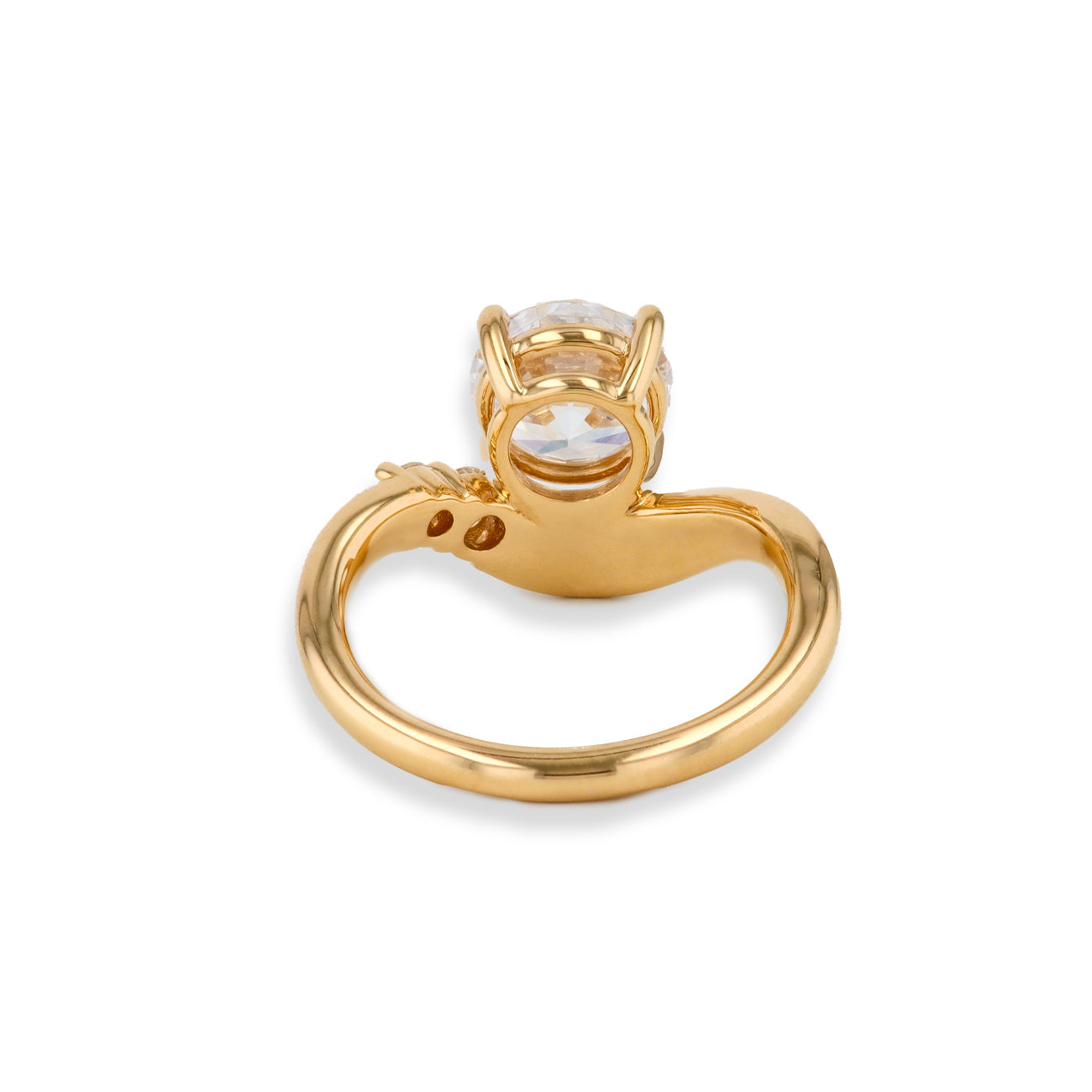 2 Carat Round Diamond Off-Set Curved Engagement Ring Setting