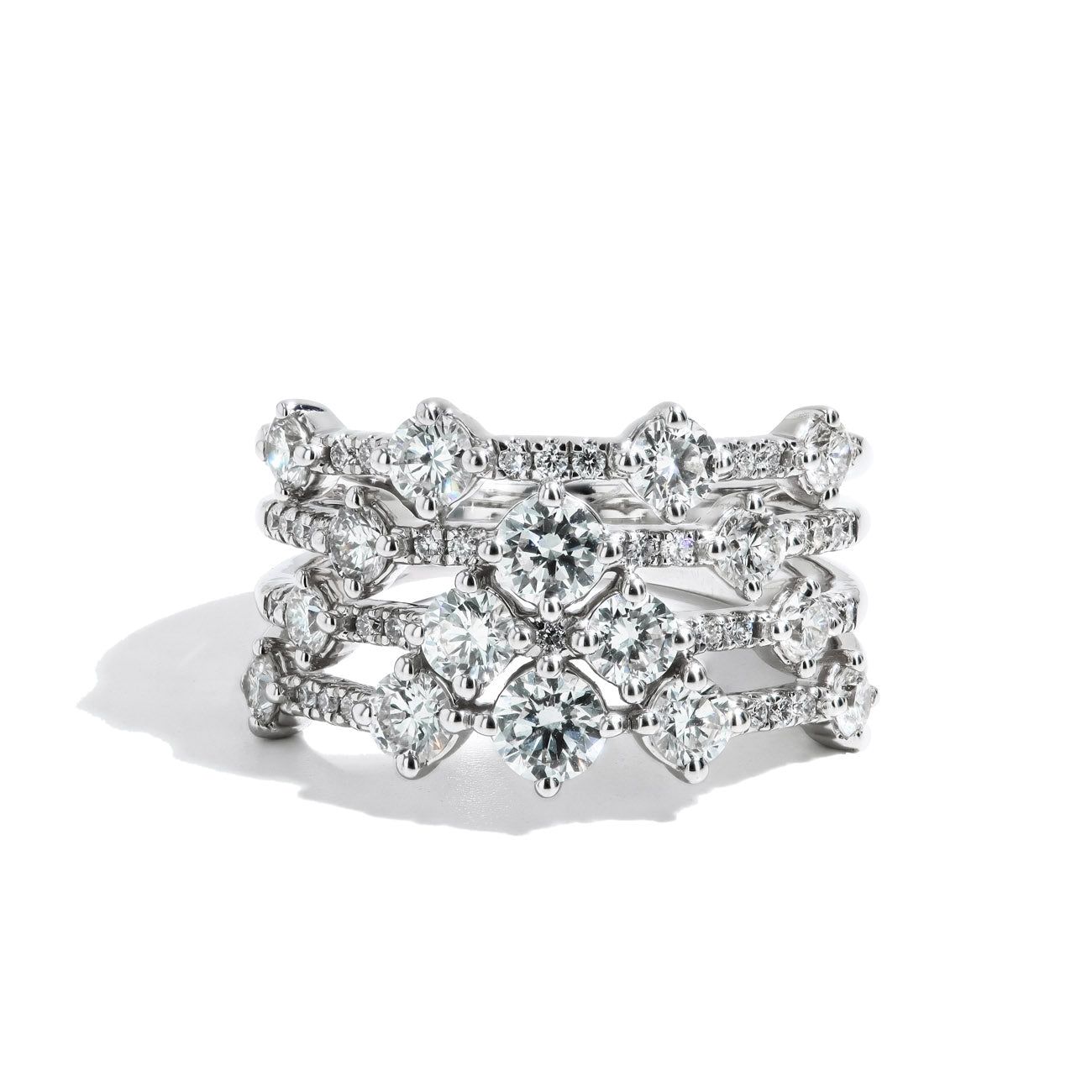 1.98tw Four Row Lab Diamond Wedding Band in 14K White Gold