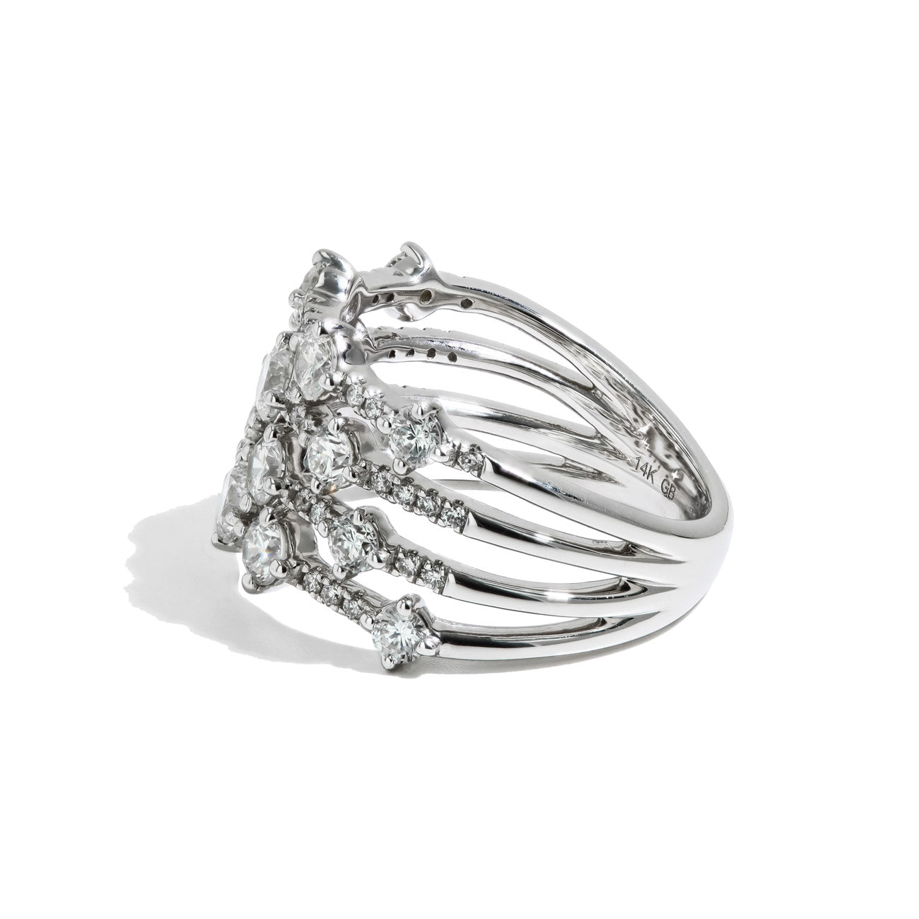 1.98tw Four Row Lab Diamond Wedding Band in 14K White Gold