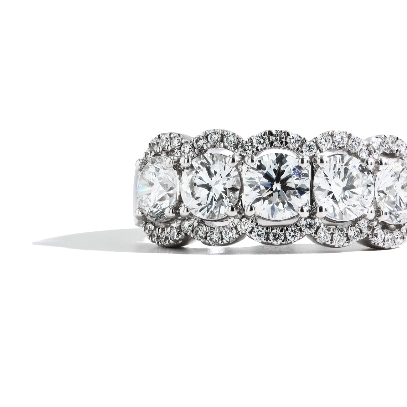 2.25tw Five Round Lab Diamond Wedding Band in 14K White Gold