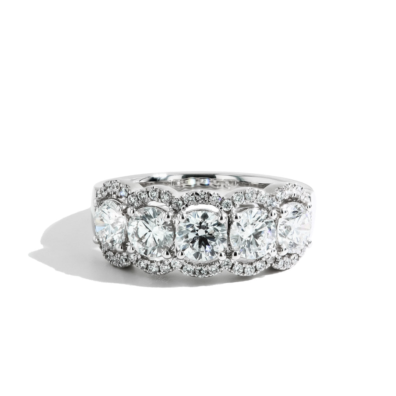 2.25tw Five Round Lab Diamond Wedding Band in 14K White Gold