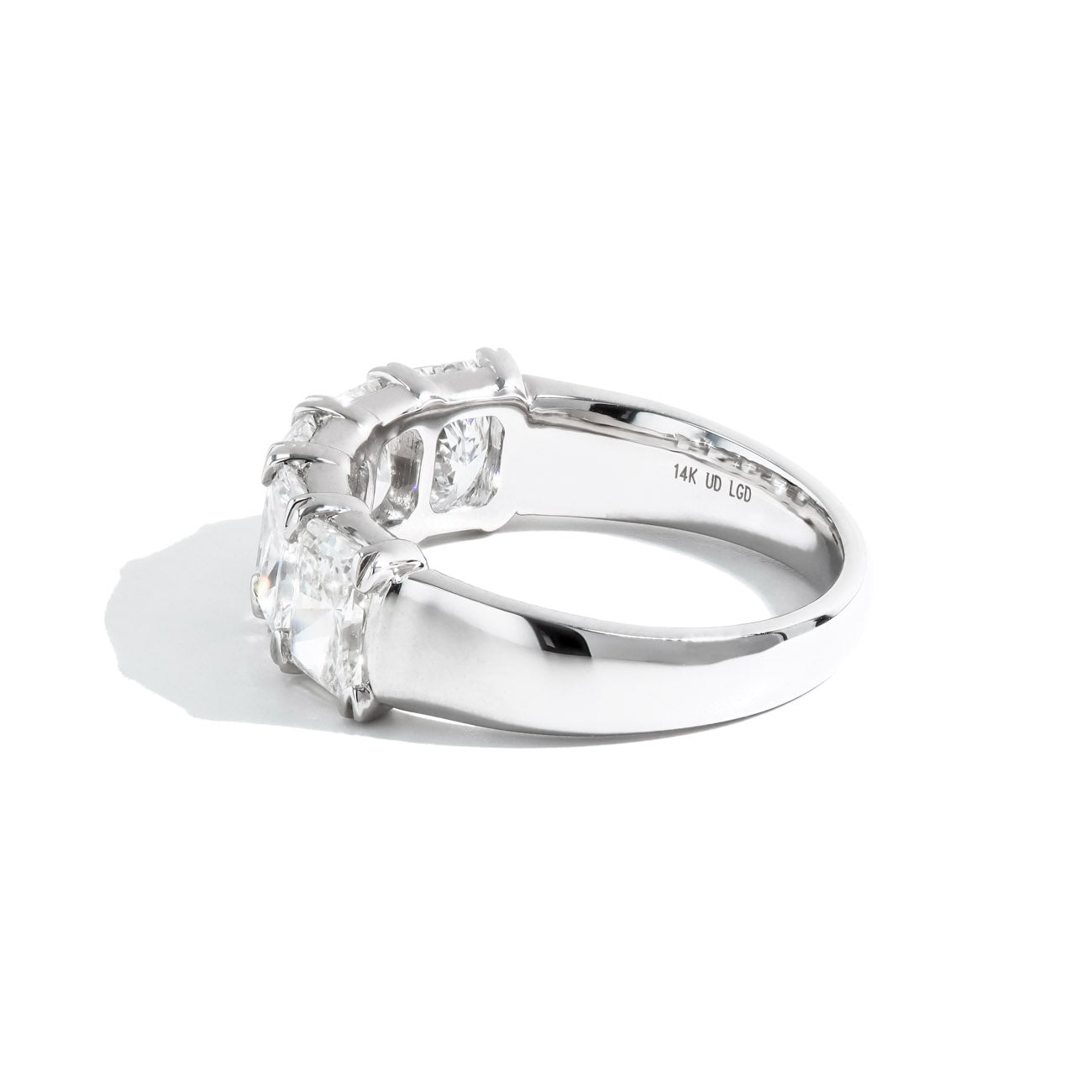 3.00tw 5 Radiant Cut Lab Diamonds Wedding Band in 14K White Gold