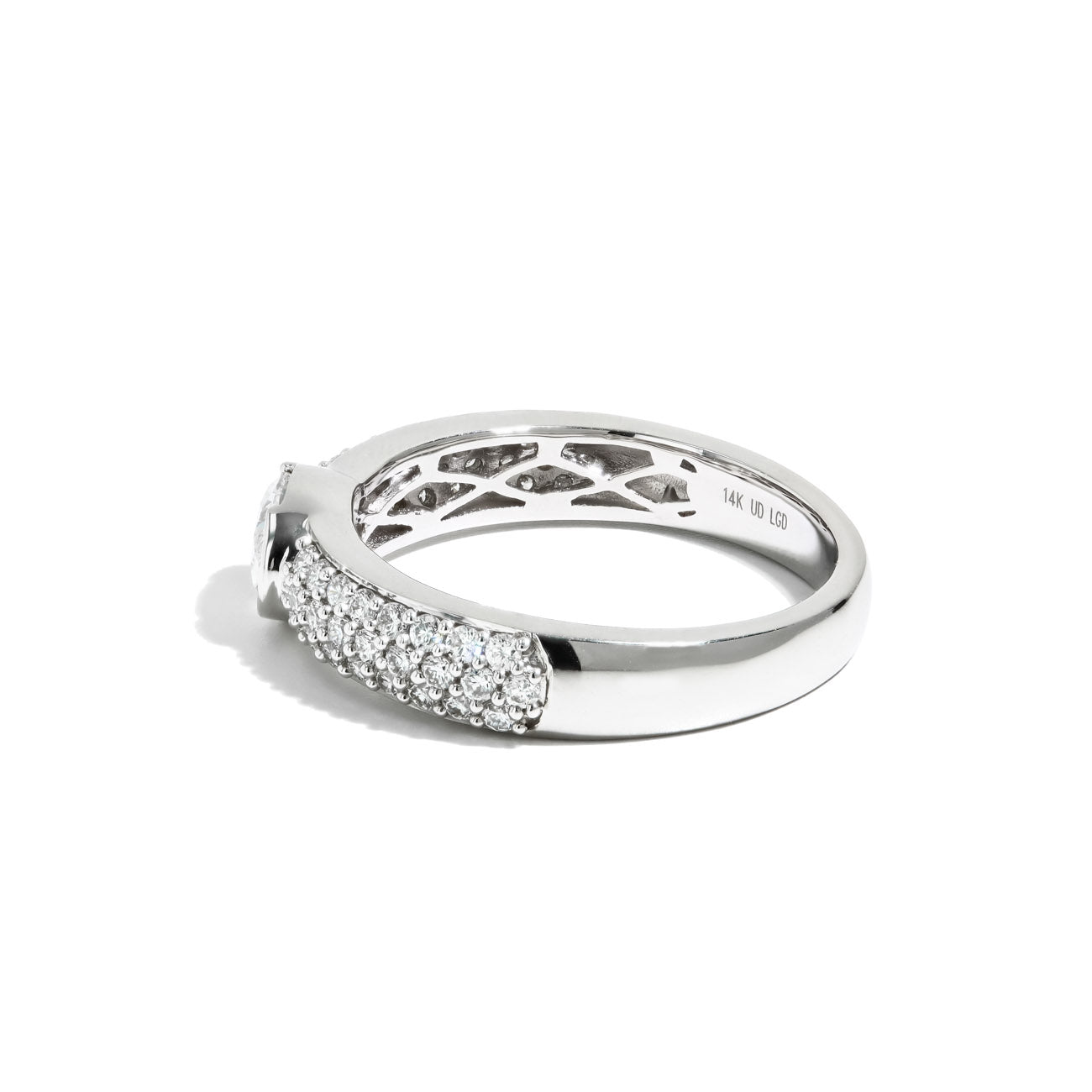 0.52ct Oval Diamond Pave Wedding Band in 14K White Gold