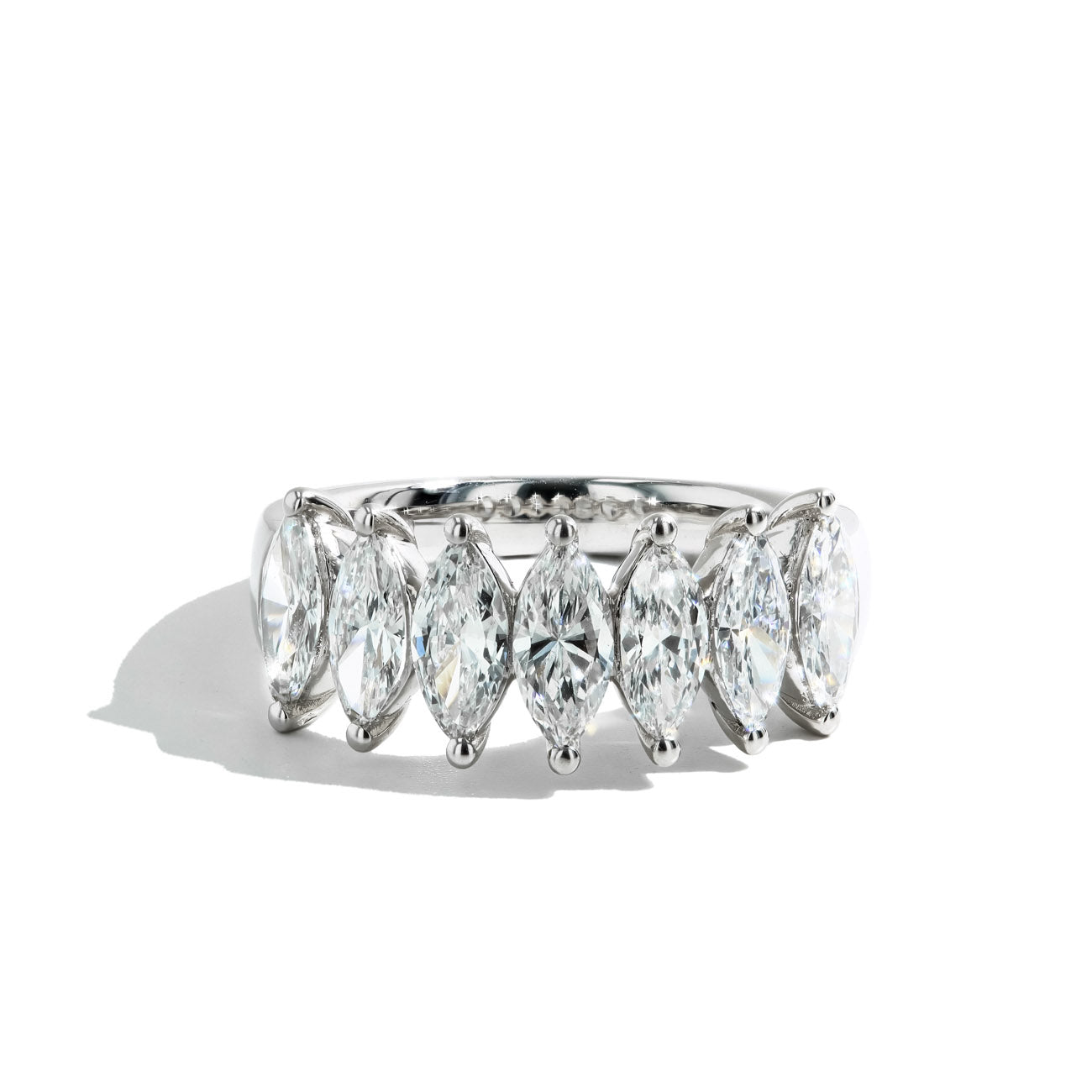 2.31 Carat Lab-Grown Marquise Diamond Wedding Band in 14K White Gold
