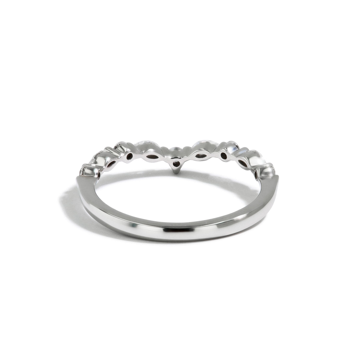 Single Prong Contour Diamond Band in 14K White Gold