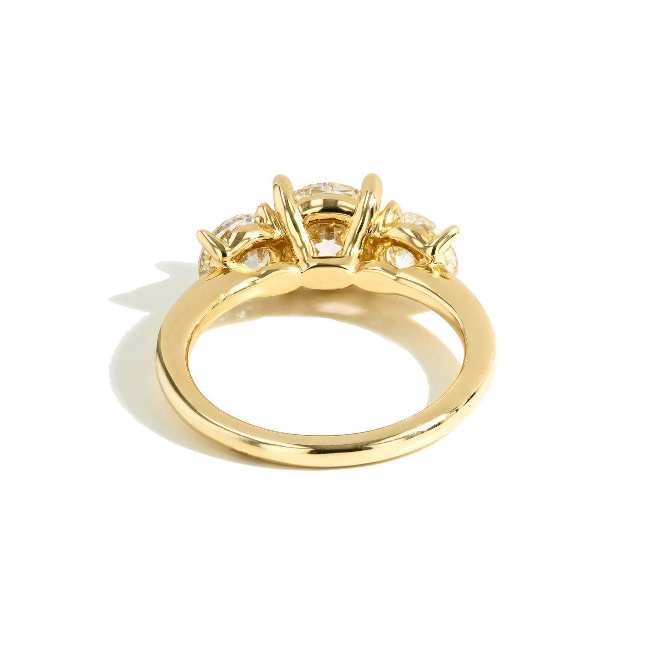 3 Carat Round Cut Three Stone Lab Diamond Engagement Ring in 14K Yellow Gold