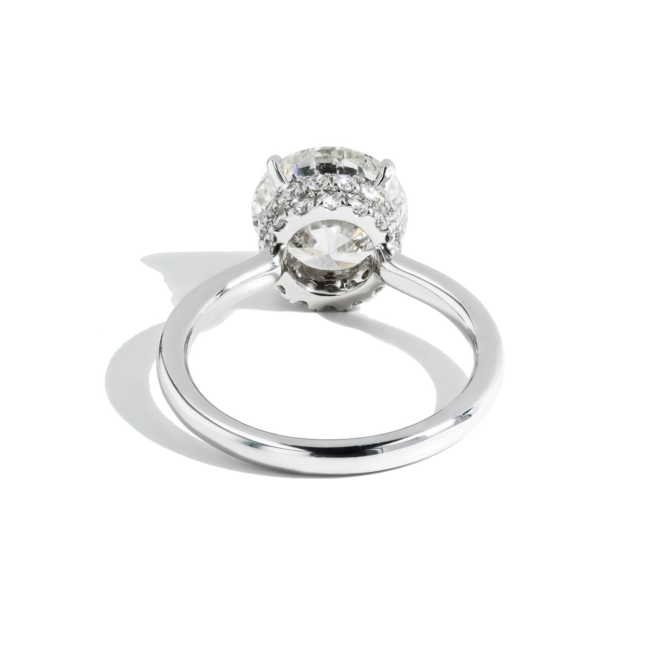 3.59 Carat Round-Cut Lab-Grown Diamond Hidden Halo Engagement Ring in 14K White Gold