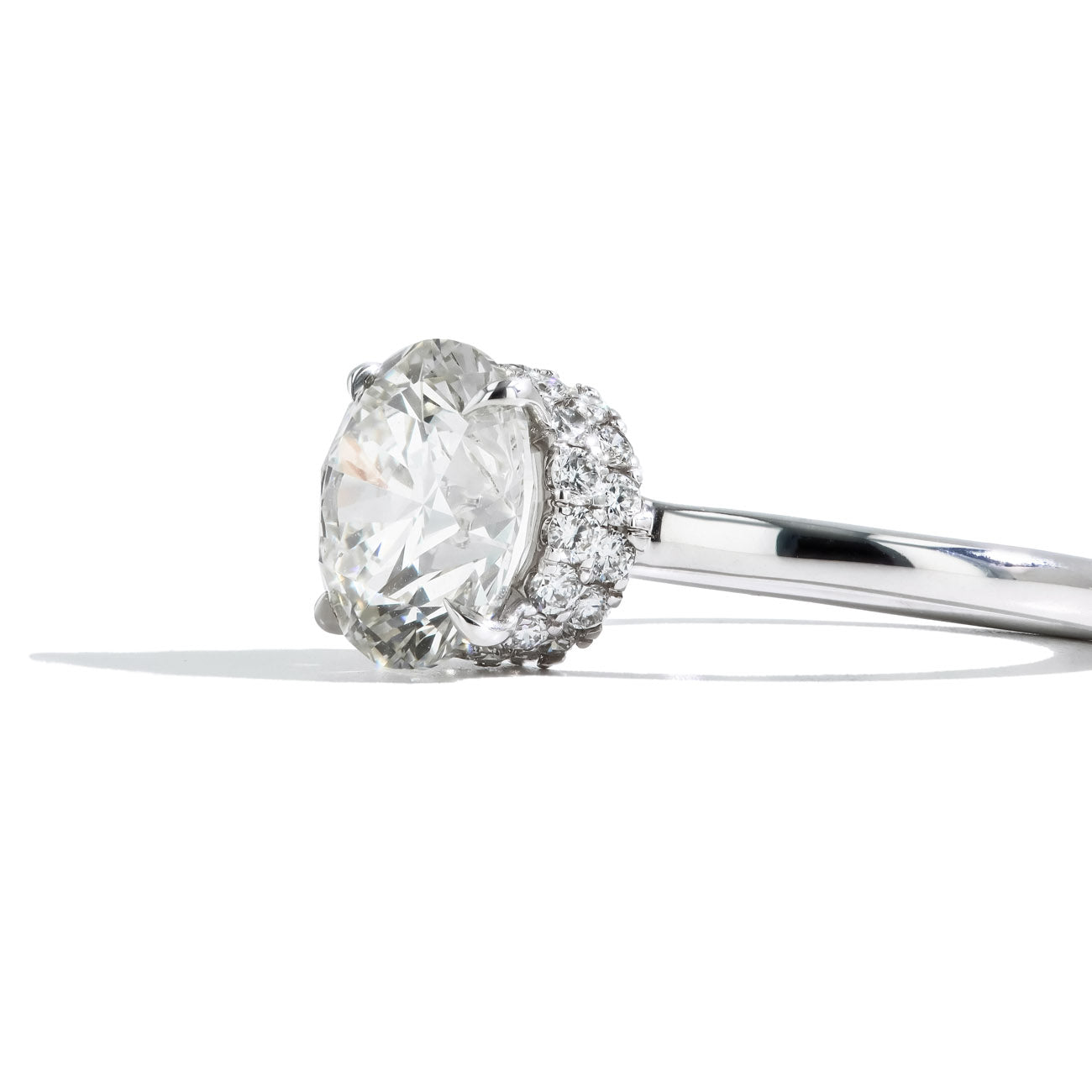3.59 Carat Round-Cut Lab-Grown Diamond Hidden Halo Engagement Ring in 14K White Gold