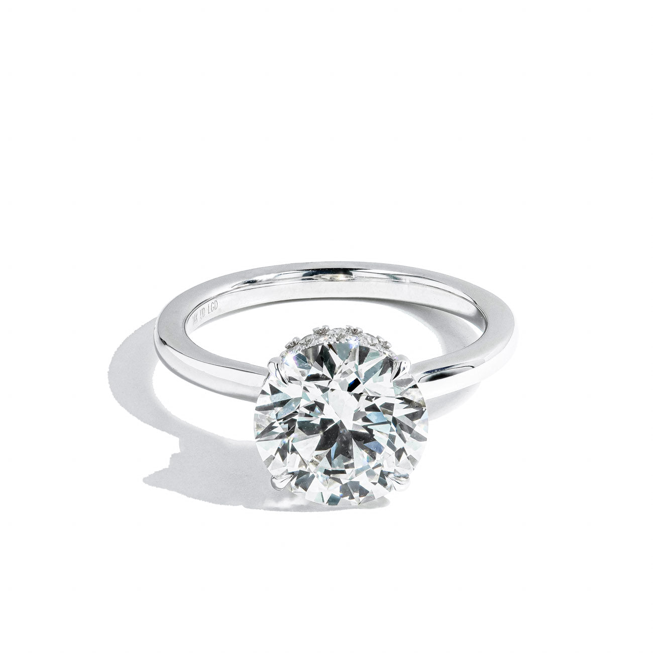 3.59 Carat Round-Cut Lab-Grown Diamond Hidden Halo Engagement Ring in 14K White Gold