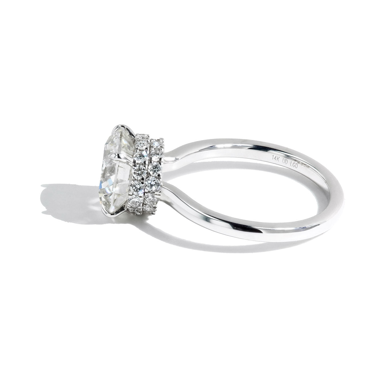 3.59 Carat Round-Cut Lab-Grown Diamond Hidden Halo Engagement Ring in 14K White Gold