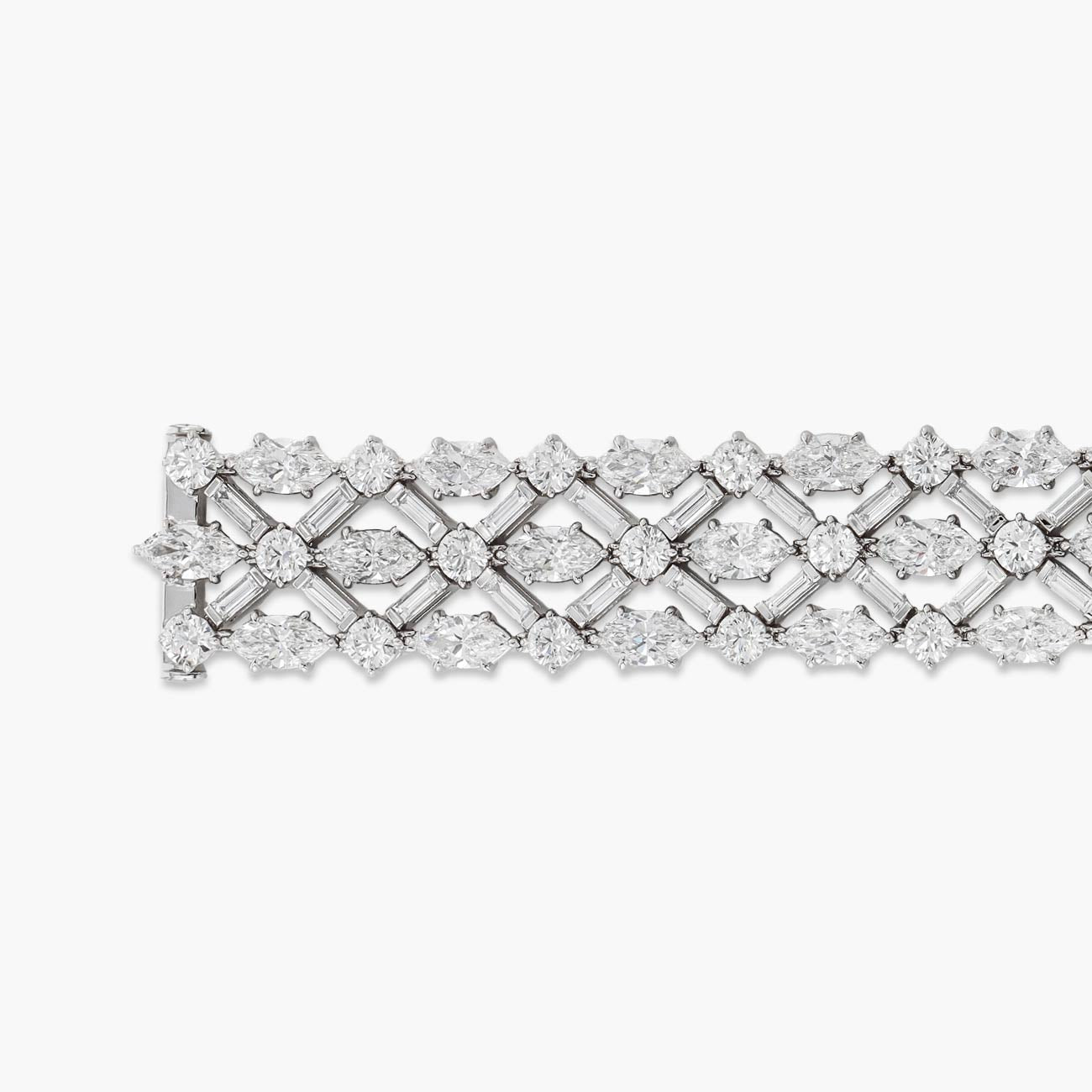 38 Carat Fancy Shape 3 Row Diamond Bracelet