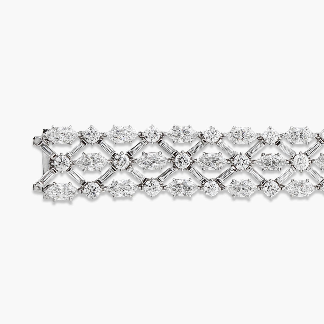 38 Carat Fancy Shape 3 Row Diamond Bracelet